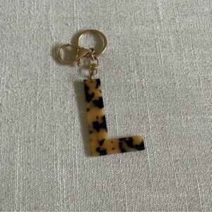 Tortoise Shell Initial “L” Keychain Bag Charm